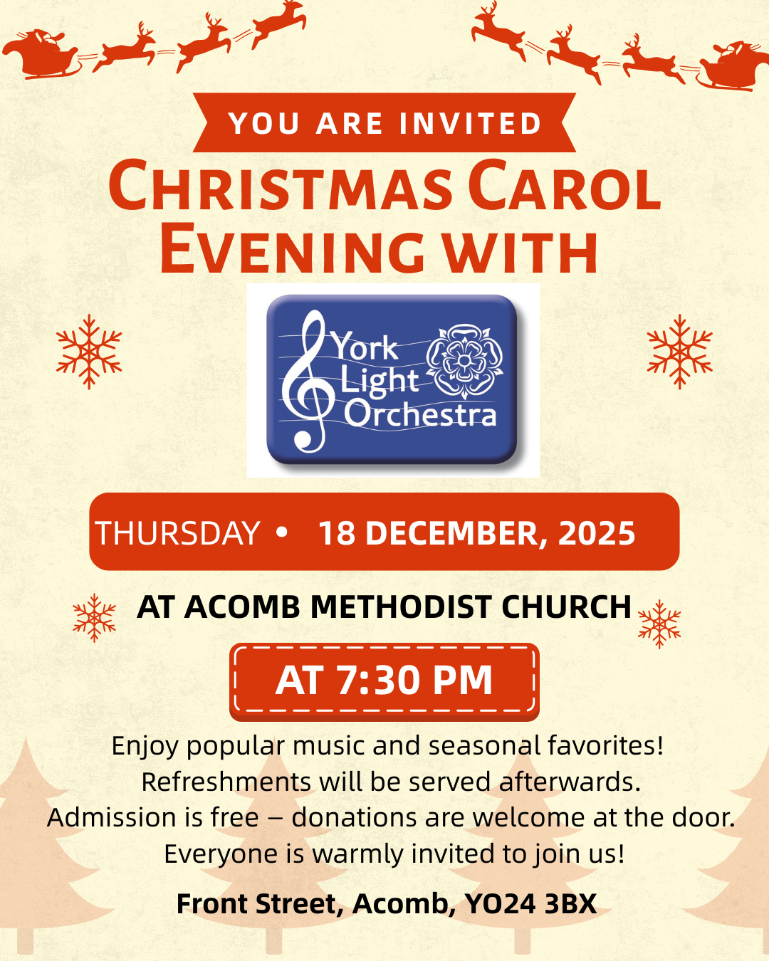 Christmas Carol evening Thursday 18 Dec 2025